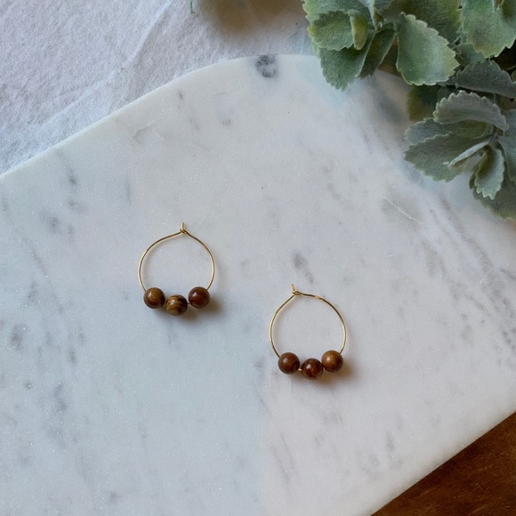 The Poppy - Wooden Dainty Hoops with Beads - Picture 2 of 3